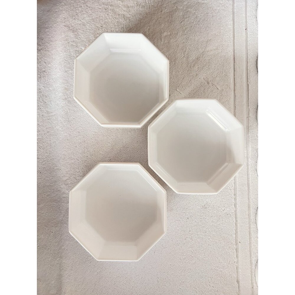 Lot 3 Arcopal France Milk Glass Octagon Bowl French Dinnerware Cereal Salad Wht